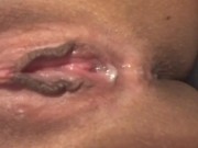 Playing with my tight little pussy and cumming