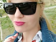 Risky tit flashes in a public park, a sweet voiced blondie 10/16