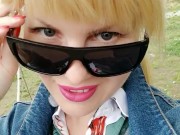 Risky tit flashes in a public park, a sweet voiced blondie 13/16