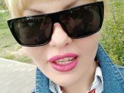 Risky tit flashes in a public park, a sweet voiced blondie 2/16