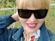 Risky tit flashes in a public park, a sweet voiced blondie 8/16