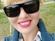 Risky tit flashes in a public park, a sweet voiced blondie 9/16