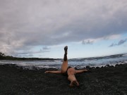 one piece black sand beach yoga 5-22-19 10/16