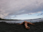 one piece black sand beach yoga 5-22-19 11/16