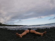 one piece black sand beach yoga 5-22-19 13/16