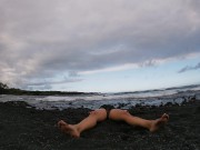 one piece black sand beach yoga 5-22-19 14/16