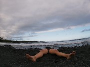 one piece black sand beach yoga 5-22-19 15/16