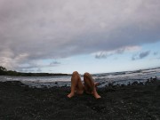 one piece black sand beach yoga 5-22-19 5/16