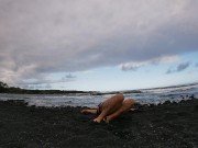 one piece black sand beach yoga 5-22-19 7/16