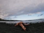 one piece black sand beach yoga 5-22-19 9/16