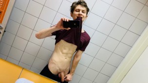Hot boy Jerkin Off in Toilet at Gym (RISKY)/ Almost caught ! /Hunks /Cute