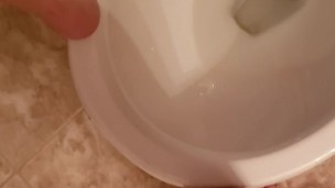 Girl Peeing Like Boy Over Toliet. MESSY.
