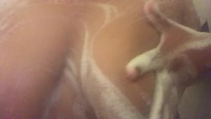 Steamy soapy shower with big tits