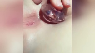 Fucking my ass with my little pink plug