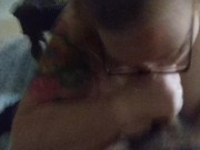 BBW Ginger gives head to cousin while family is home 15/16