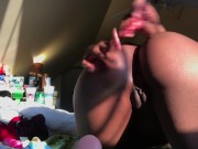 Natural Ebony Plays with her ass 2/16