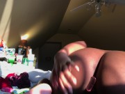 Natural Ebony Plays with her ass 7/16