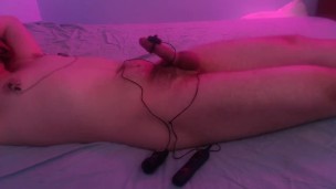 Left alone restrained with a vibrator and post orgasm torture