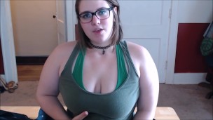 slutty nerd strips while telling you how to milk yourself Quickie