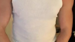 Hard And Precuming in gym shorts