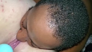 Sexy chocolate man eating bbw pussy