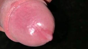 Close up glans with precum and cumshot - Twink huge cock