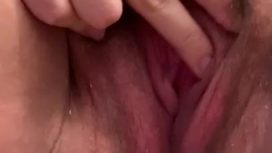 Close up fingering and clit rubbing of my hairy pregnant pussy