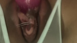 Cute little pussy POV riding dildo