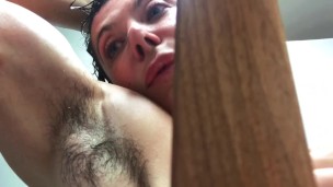 Hairy Shower with amazing muscle girl