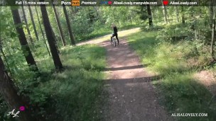 Blonde on Bicycle Loves to Suck Cocks to Strangers During Forest Bike Ride Outdoor POV