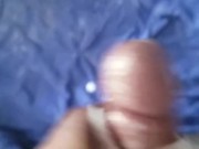 Big black dick masterbates then blows huge load of cum