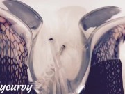 Carlycurvy feet in fishnets and clear heels 2/16