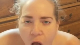Cute blonde TEEN takes dick DEEP in throat and loves it