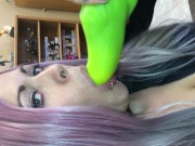 Cinnamon Anarchy Fucks and Deepthroats Bad Dragon Toy and Gets Cum Facial 4/16