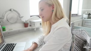 Sexy secretary sally wants your cock blowjob POV missionary fuck