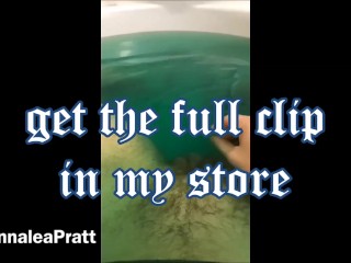 Playing with my extremely hairy pussy and giant clit in the tub TEASER
