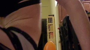 Skinny cute CD trans stretches her little hole