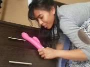 School Girl Finds Mommy's Toys