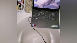Musturbating while watching 2 lesbians on my laptop fucking each other.