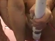 Dirty chav sluts shoves giant anal beads up her arse then uses huge dildo