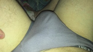 Teasing dick in the grey underwear