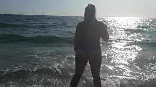 Bbw women in water smoking with naked big boobs