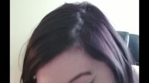 Cute Pierced Slut Deepthroats her Dildo - Lots of Spit