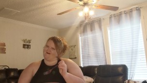 Redhead BBW Eats for You and Gets Stuffed