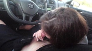 Teen blowjob in the car - Cum mouth