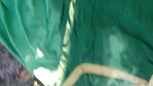 Thick redhead pissing outside on her body and face