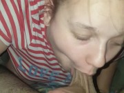 Sexy ass babe gives lucky big dick best deepthroat till he nut in her mouth