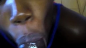 Beautiful Exotic Ebony Chick Gets on Knees Sucking Boyfriend Cum Out - Mastermeat1
