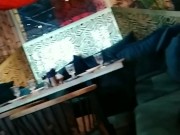 Public restaurant, a madly horny milf no panties in a short dress wants it 9/16