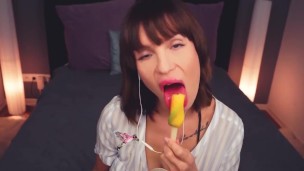 Asmr Amy ICE LICKING SUCKING EATING MOUTH SOUNDS WHISPERING